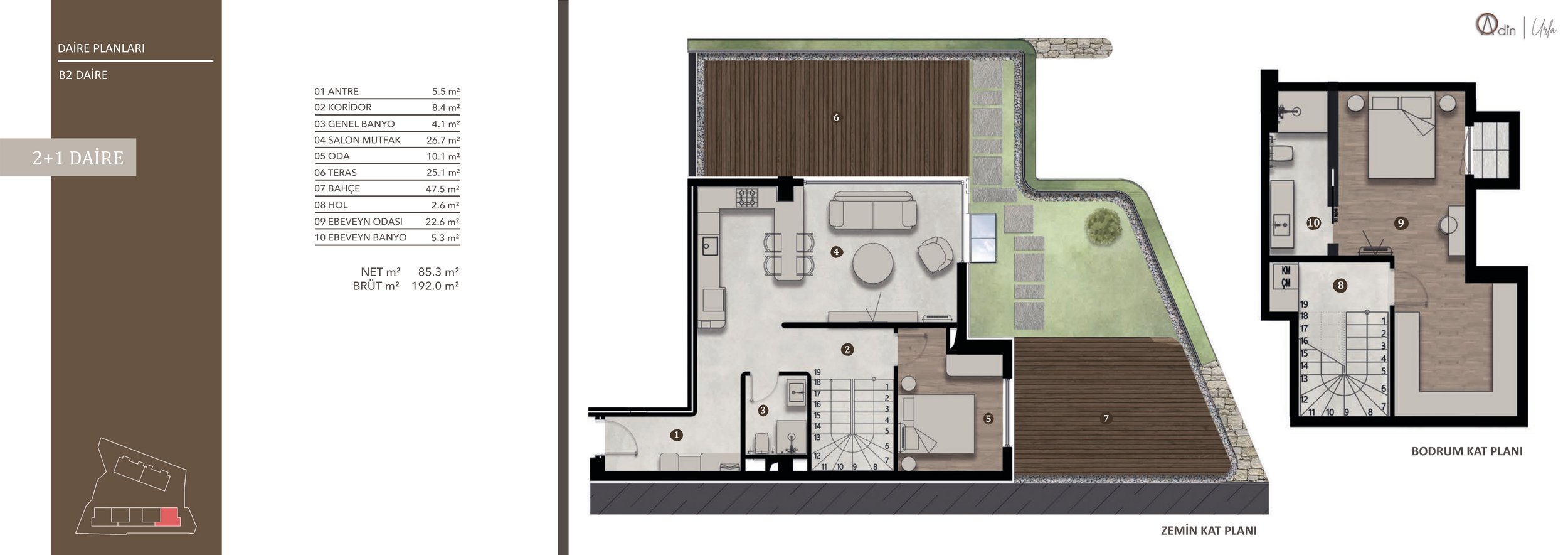 Urla Adin B2 2+1 daire planı